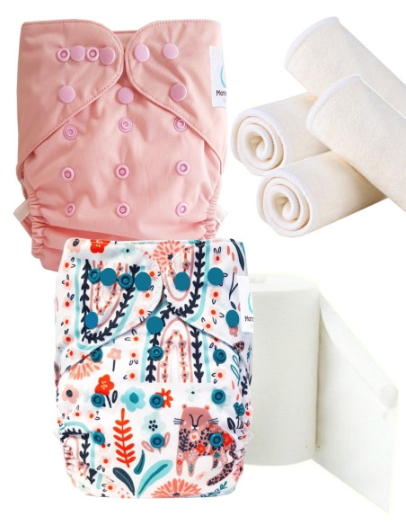 pack découverte , kit de démarrage couches lavables insert et feuillets de protection