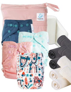 Kit de lanzamiento pañales Inicio lavable y go tE2 con inserciones de bambú