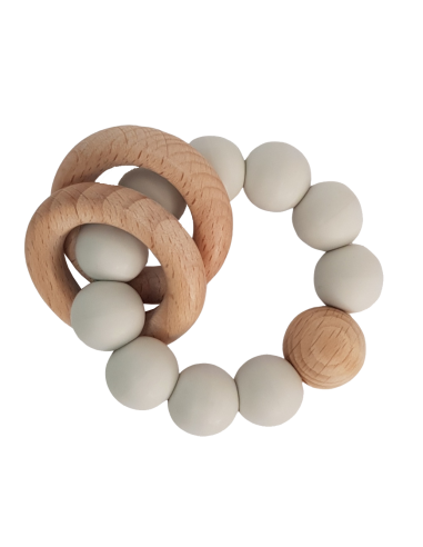 Pearl gray teething rattle