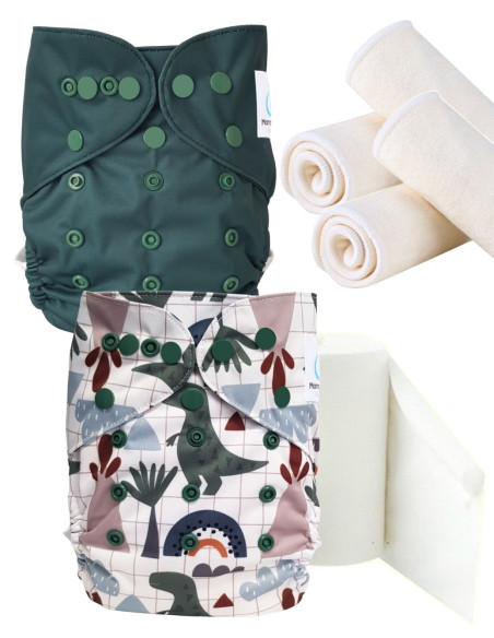 pack découverte , kit de démarrage couches lavables insert et feuillets de protection