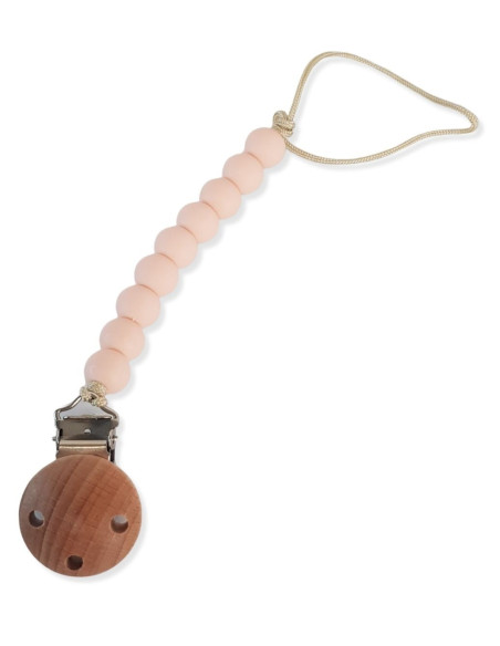 Attache tétine rose poudré