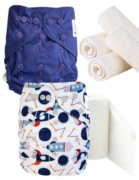 pack découverte , kit de démarrage couches lavables insert et feuillets de protection