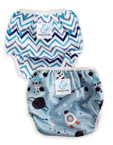 Set of 2 bath diapers 2/3 years - Chevron cosmos