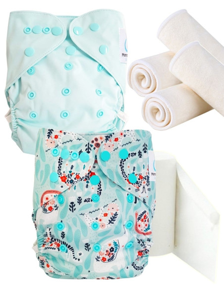 pack découverte , kit de démarrage couches lavables insert et feuillets de protection