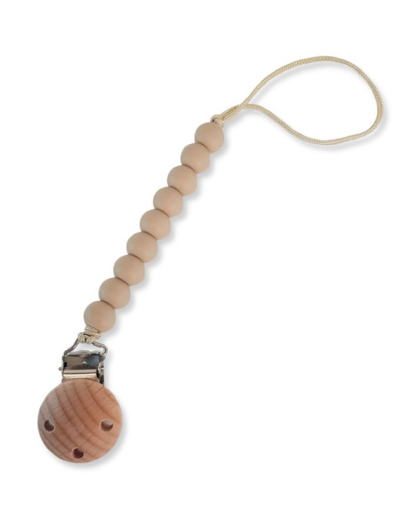 Attache tétine en silicone alimentaire - couleur sable