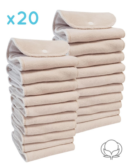 Conjunto de 20 inserciones de algodón Oeko Tex para pañales Lavable los dos