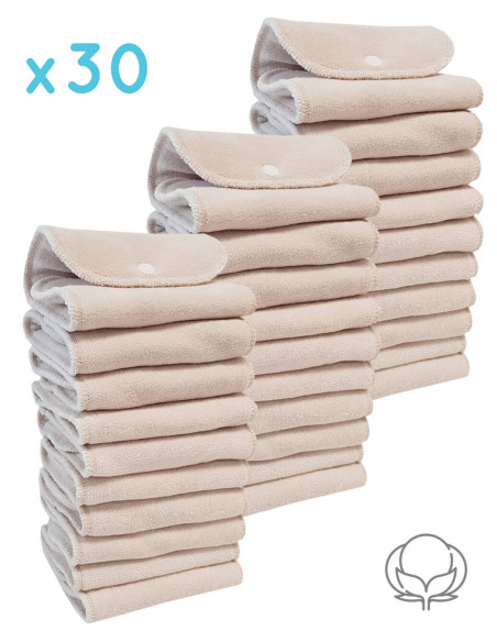 Set of 30 oeko tex cotton inserts for washable layers while two