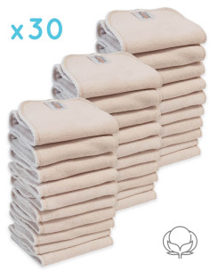 Set of 30 cotton inserts certified Oeko Tex for washable layers while one