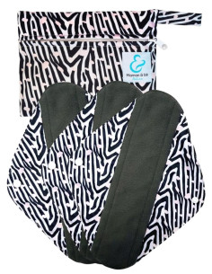 Zebra - Set of 3 washable hygienic towels + pouch - Large