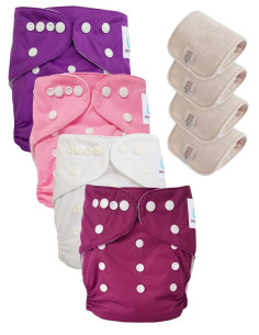 Lot de 4 Couches lavables tout en Un Te1 conçues à partir de matériaux certifiées OEKO TEX