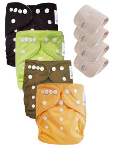 Lot de 4 Couches lavables tout en Un Te1 conçues à partir de matériaux certifiées OEKO TEX