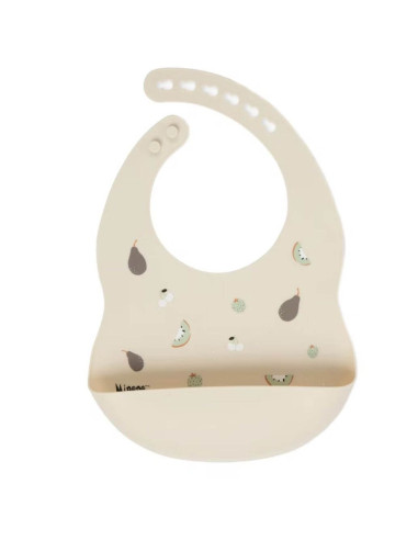 Fruit patterned silicone bib - pebble