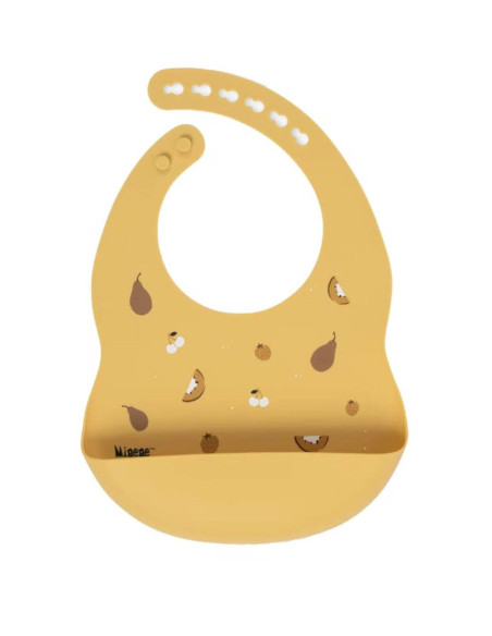 Bavoir en silicone à motifs fruits - Ocre