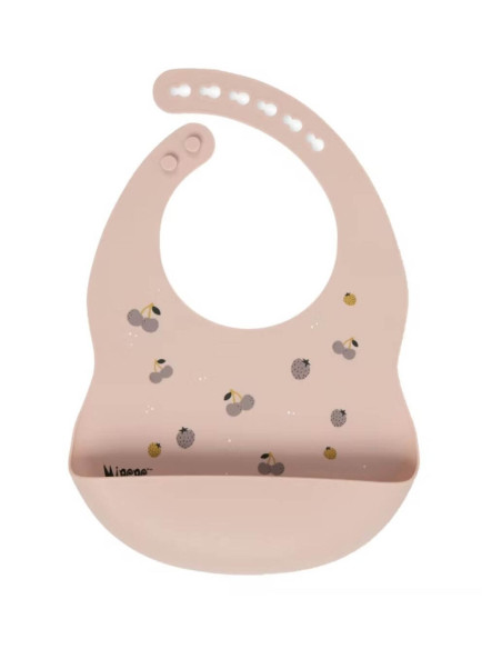 Fruit patterned silicone bib - pink blush