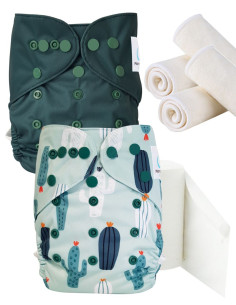 Paquete de descubrimiento, kit de arranque pañales Inserto lavable y hojas protectoras.