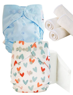 Paquete de descubrimiento, kit de arranque pañales Inserto lavable y hojas protectoras.