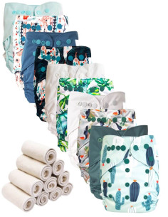 Lot 10 Washable layers while two te2 with double gussets + 10 bamboo inserts