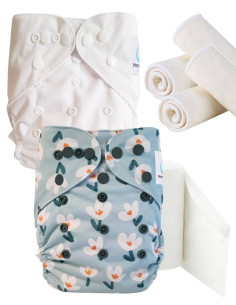Paquete de descubrimiento, kit de arranque pañales Inserto lavable y hojas protectoras.