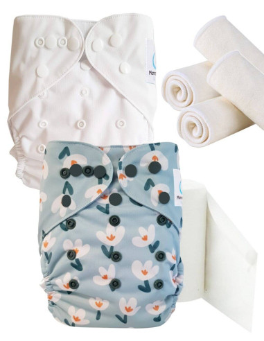 pack découverte , kit de démarrage couches lavables insert et feuillets de protection