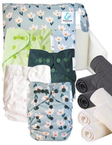 Kit de lanzamiento pañales Inicio lavable y go tE2 con inserciones de bambú