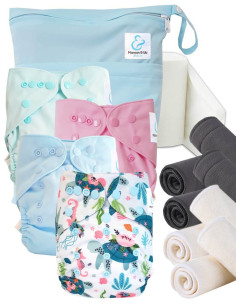 Kit de lanzamiento pañales Inicio lavable y go tE2 con inserciones de bambú
