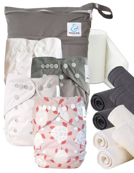 Kit de lanzamiento pañales Inicio lavable y go tE2 con inserciones de bambú