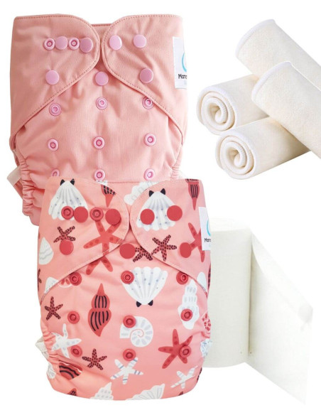 pack découverte , kit de démarrage couches lavables insert et feuillets de protection