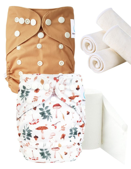 pack découverte , kit de démarrage couches lavables insert et feuillets de protection