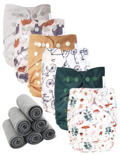 Lot 6 Washable layers while two te2 with double gussets + 6 bamboo inserts