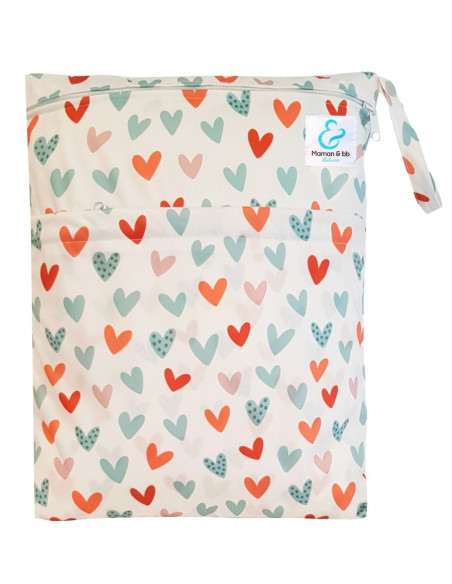 Sac imperméable pour ranger et transporter les couches lavables motif love