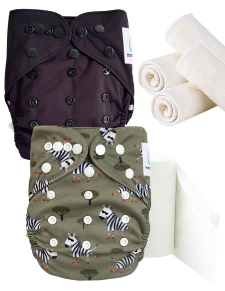pack découverte , kit de démarrage couches lavables insert et feuillets de protection
