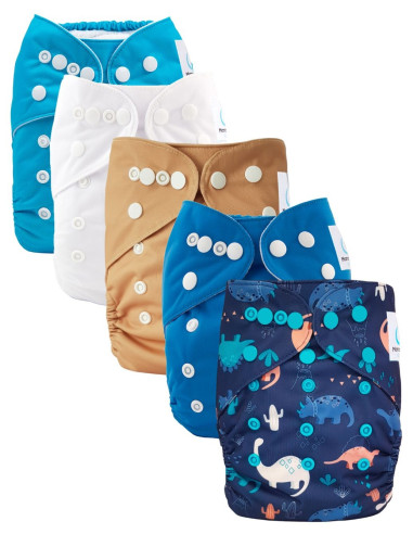 Conjunto de 5 capas lavables escalables con sus inserciones ultra absorbentes