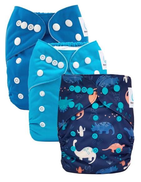 Lot de 3 couches lavables évolutives et leur insert en microfibre ultra absorbants