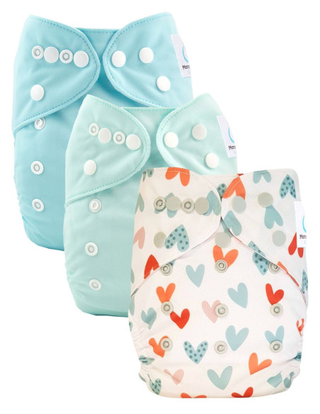 Lot de 3 couches lavables évolutives et leur insert en microfibre ultra absorbants