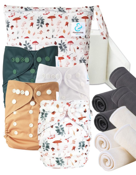 Kit de lanzamiento pañales Inicio lavable y go tE2 con inserciones de bambú
