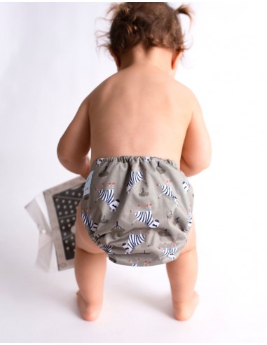 Couche Lavable Tout en deux TE2 avec système évolutif motif zebre rigolo