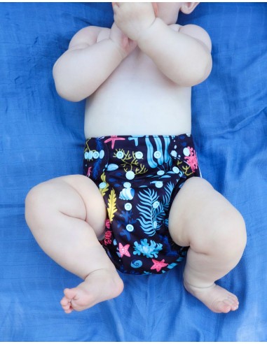 Couche Lavable Tout en deux TE2 avec système évolutif motif ocean