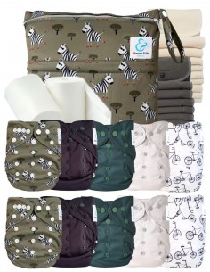 Complete Pack Layable Layables TE2 + 10 Bamboo Inserts + 10 Charcoal Inserts + Waterproof Bag + Protective Sails