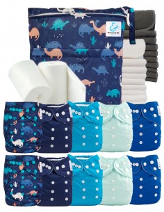 Paquete completo pañales Inserciones de bambú lavable inserta bolsa impermeable y velas protectoras