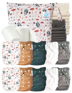 Vollpaket windeln Waschbare TE2 + 10 Bambuseinsätze + 10 Kohle-Einsätze + Wasserdichte Tasche + Schutzsegeln