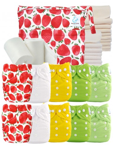 Pack complet tons bleus 10 couches lavables inserts sac imperméable