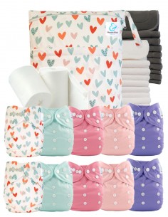 Pack complet couches lavables bambou inserts sac imperméable et voiles de protection