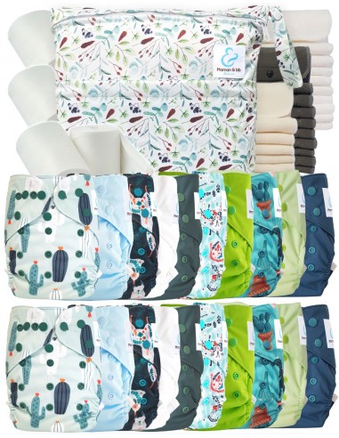 Mega Pack Layable Layables Te2 + 10 Bamboo Inserts + 10 Microfiber Inserts + Waterproof Bag + Protective Sails