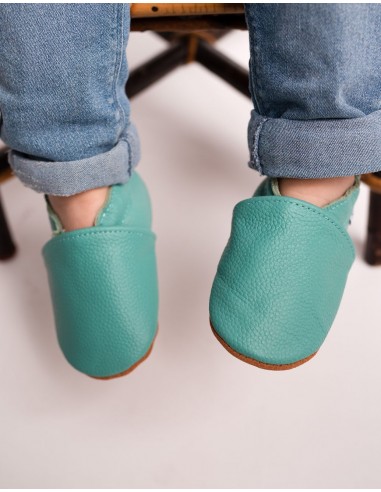 Soft Leather Baby Slipper - Eucalyptus