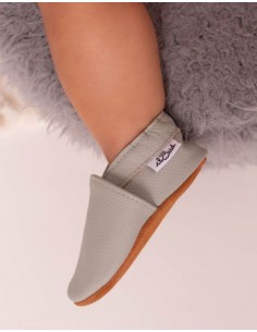 United Soft Lederen Baby Slipper - Grijs Blauw 2