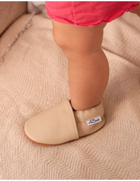 Soft Leather Baby Slipper - Cream