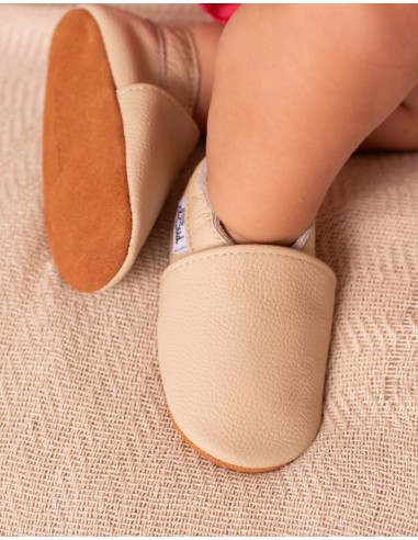 Zachte lederen baby slipper - crème