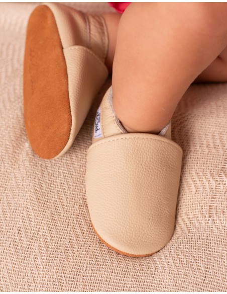Soft Leather Baby Slipper - Cream