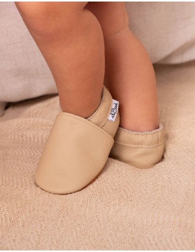 Zachte lederen baby slipper - crème