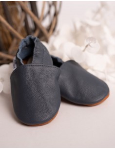 Soft Leather Baby Slipper - Slate 2